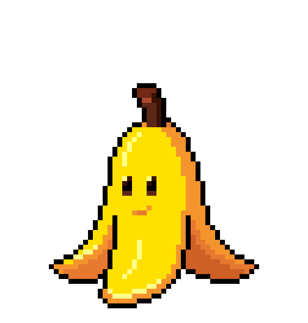 Superstate’s pixel banana mascot, bouncing